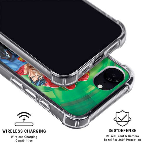 Justice League Team Power Up Green iPhone 16e Clear Case